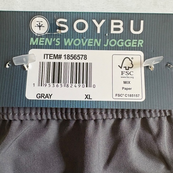 Soybu Men's Woven Joggers/Pants, Zippered Pockets, Gray, XL NWT - Picture 6 of 16